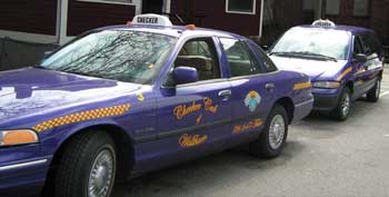 look for our purple taxis